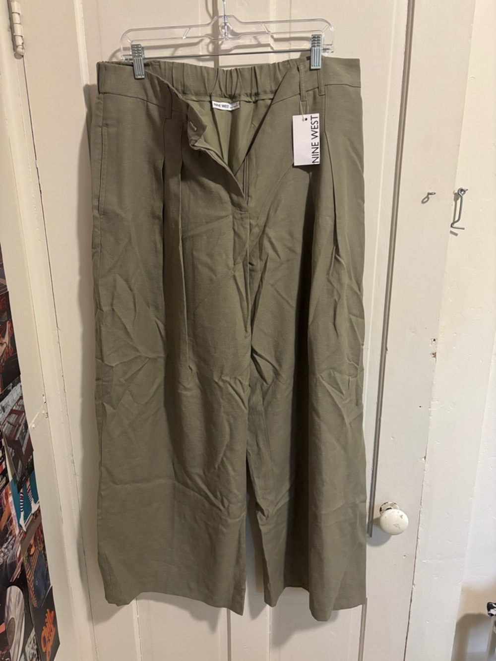 Nine West Olive Green High-Rise Wide Leg Pants
